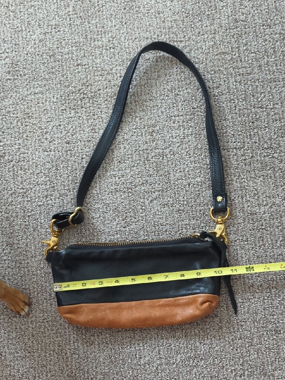 Women's Two-Tone Black and Brown Leather Shoulder Bag